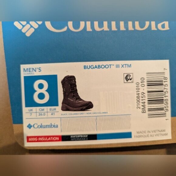 Columbia BUGABOOT III XTM INSULATED MEN'S WINTER BOOTS - size 8 New - Picture 10 of 13